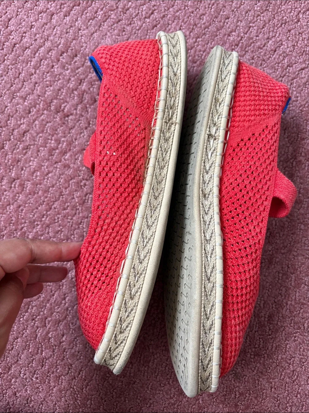 Rothy's Coral Knit Mary Jane Flats with Gold Buckle